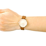 Buy Shop Emporio Armani Gianni T Bar Quartz Pink Mother of Pearl Dial Brown Leather Strap Watch For Women - AR1960 USA Online