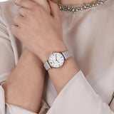 Buy Shop Emporio Armani Gianni T Bar Quartz Mother of Pearl Dial White Leather Strap Watch For Women - AR1965 USA Online
