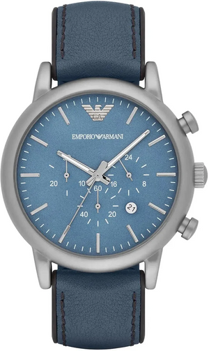 Buy Shop Emporio Armani Luigi XLarge Chronograph Blue Dial Blue Leather Strap Watch for Men - AR1969 USA Online