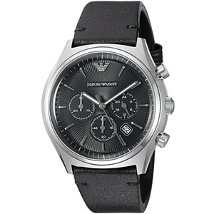 Buy Shop Emporio Armani Zeta Chronograph Black Dial Black Leather Strap Watch for Men - AR1975 USA Online