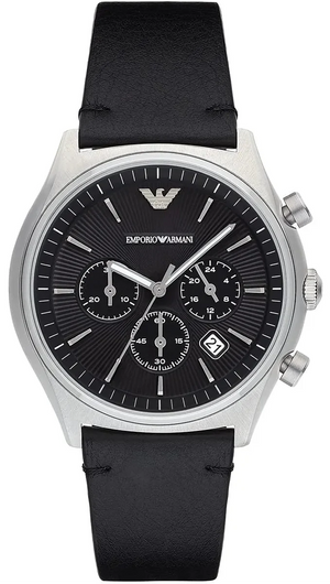 Buy Shop Emporio Armani Zeta Chronograph Black Dial Black Leather Strap Watch for Men - AR1975 USA Online