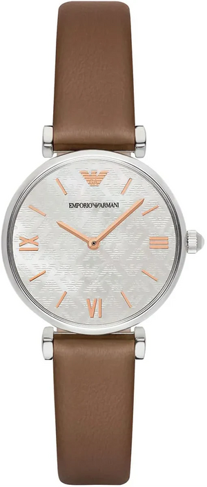 Buy Shop Emporio Armani Gianni T-Bar White Dial Brown Leather Strap Watch for Women - AR1988 USA Online