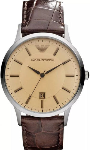 Buy Shop Emporio Armani Classic Quartz Brown Dial Brown Leather Strap Watch For Men - AR2427 USA Online