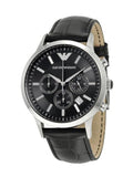 Buy Shop Emporio Armani Renato Chronograph Black Dial Black Leather Strap Watch For Men - AR2447 USA Online