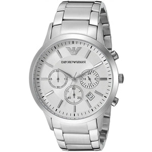 Buy Shop Emporio Armani Renato Chronograph White Dial Silver Steel Strap Watch for Women - AR2459 USA Online