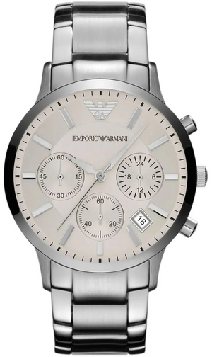 Buy Shop Emporio Armani Renato Chronograph White Dial Silver Steel Strap Watch for Women - AR2459 USA Online