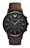 Emporio Armani Sportivo Black Dial Brown Leather Strap Watch For Men - AR2462