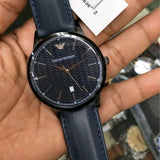 Buy Shop Emporio Armani Renato Blue Dial Blue Leather Strap Watch For Men - AR2479 USA Online