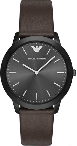 Buy Shop Emporio Armani Retro Black Dial Brown Leather Strap Watch for Men - AR2483 USA Online