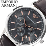 Buy Shop Emporio Armani Renato Chronograph Grey Dial Brown Leather Strap Watch For Men - AR2513 USA Online