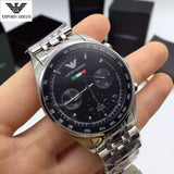 Buy Shop Emporio Armani Sportivo Chronograph Black Dial Silver Steel Strap Watch For Men - AR5984 USA Online