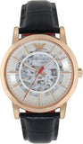 Buy Shop Emporio Armani Meccanico Silver Dial Blue Leather Strap Watch For Men - AR60009 USA Online