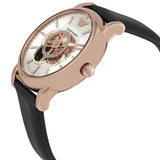 Buy Shop Emporio Armani Luigi Automatic Silver Dial Black Leather Strap Watch For Men - AR60013 USA Online