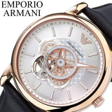 Buy Shop Emporio Armani Luigi Automatic Silver Dial Black Leather Strap Watch For Men - AR60013 USA Online