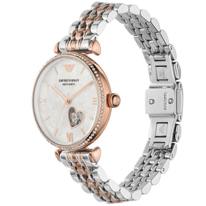 Buy Shop Emporio Armani Meccanico Automatic Mother of Pearl Dial Two Tone Steel Strap Watch For Women - AR60049 USA Online