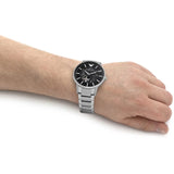 Buy Shop Emporio Armani Meccanico Automatic Black Dial Silver Steel Strap Watch For Men - AR60055 USA Online