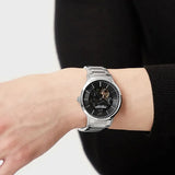 Buy Shop Emporio Armani Meccanico Automatic Black Dial Silver Steel Strap Watch For Men - AR60055 USA Online