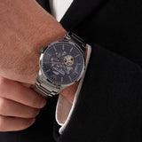 Buy Shop Emporio Armani Renato Automatic Blue Dial Grey Steel Strap Watch For Men - AR60056 USA Online