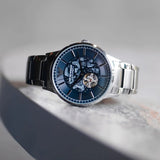 Buy Shop Emporio Armani Renato Automatic Blue Dial Grey Steel Strap Watch For Men - AR60056 USA Online