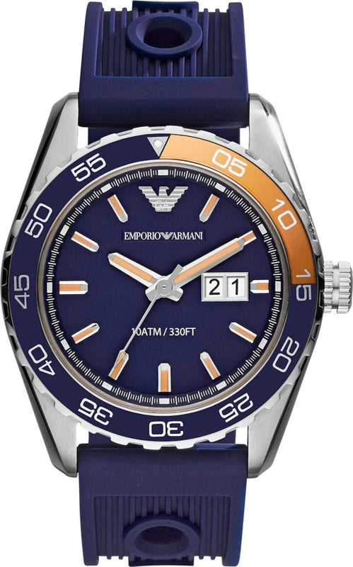 Buy Shop Emporio Armani Sportivo Chronograph Quartz Blue Dial Blue Rubber Strap Watch For Men - AR6045 USA Online