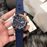 Buy Shop Emporio Armani Sportivo Chronograph Quartz Blue Dial Blue Rubber Strap Watch For Men - AR6045 USA Online