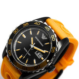 Buy Shop Emporio Armani Sportivo Quartz Black Dial Orange Rubber Strap Watch For Men - AR6046 USA Online