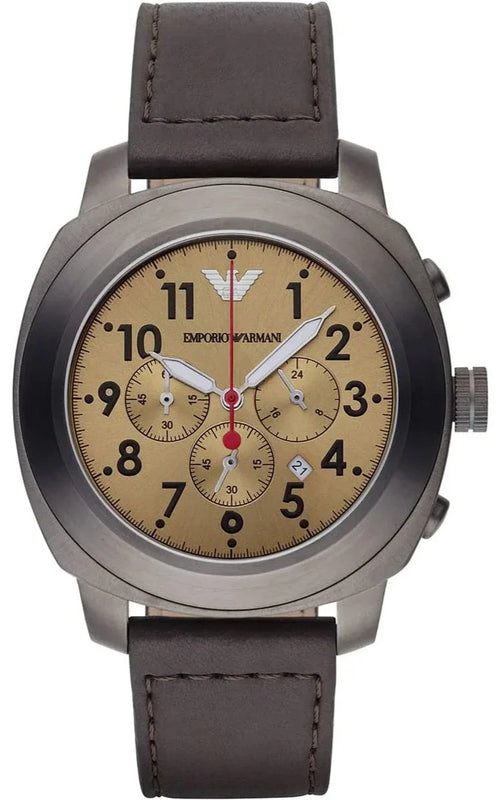Buy Shop Emporio Armani Delta Chronograph Brown Dial Brown Leather Strap Dial Watch For Men - AR6055 USA Online