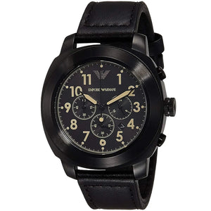 Buy Shop Emporio Armani Sportivo Chronograph Black Dial Black Leather Strap Watch for Men - AR6061 USA Online