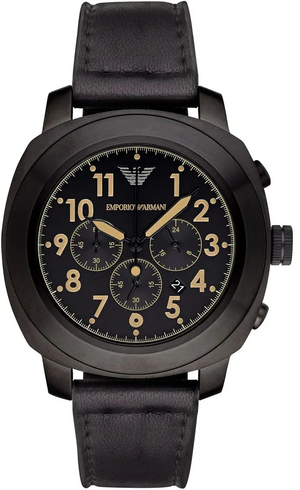 Buy Shop Emporio Armani Sportivo Chronograph Black Dial Black Leather Strap Watch for Men - AR6061 USA Online