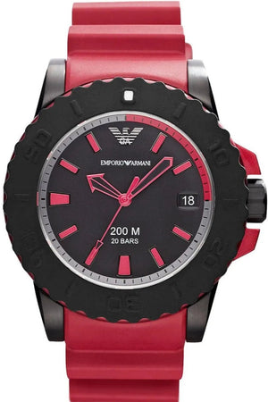 Buy Shop Emporio Armani Sportivo Quartz Black Dial Red Rubber Strap Watch For Men - AR6101 USA Online