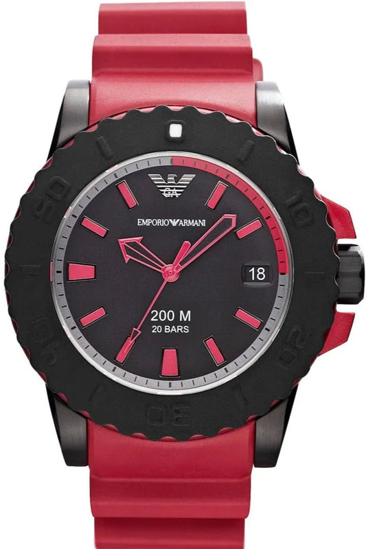Buy Shop Emporio Armani Sportivo Quartz Black Dial Red Rubber Strap Watch For Men - AR6101 USA Online