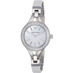 Buy Shop Emporio Armani Chiara Mother of Pearl Dial White Leather Strap Watch for Women - AR7353 USA Online