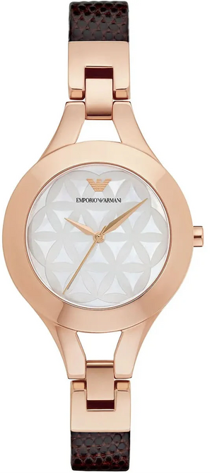 Buy Shop Emporio Armani Chiara Silver Dial Brown Leather Strap Watch for Women - AR7431 USA Online