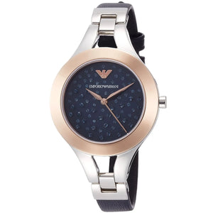 Buy Shop Emporio Armani Chiara Two Tone Dial Black Leahter Strap Watch for Women - AR7436 USA Online