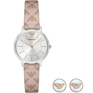 Buy Shop Emporio Armani Classic Kappa White Dial Brown Leather Strap Watch For Women - AR11009 USA Online