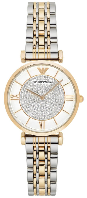 Buy Shop Emporio Armani Gianni T Bar White Dial Two Tone Steel Strap Watch For Women - AR8031 USA Online