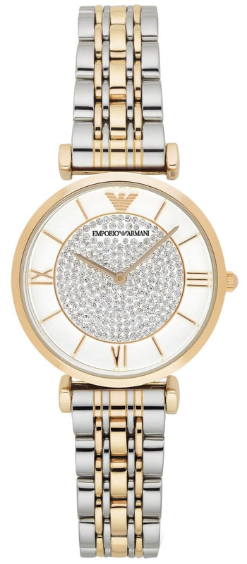 Buy Shop Emporio Armani Gianni T Bar White Dial Two Tone Steel Strap Watch For Women - AR8031 USA Online