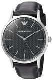 Buy Shop Emporio Armani Renato Analog Black Dial Black Leather Strap Watch For Men - AR8035 USA Online