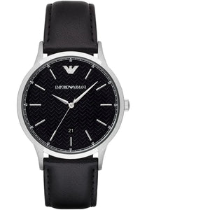 Buy Shop Emporio Armani Renato Analog Black Dial Black Leather Strap Watch For Men - AR8035 USA Online