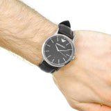 Buy Shop Emporio Armani Renato Analog Black Dial Black Leather Strap Watch For Men - AR8035 USA Online