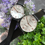 Buy Shop Emporio Armani Gianni T Bar Mother of Pearl Dial Black Leather Strap Watch For Women - AR90002 USA Online