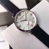 Buy Shop Emporio Armani Gianni T Bar Mother of Pearl Dial Black Leather Strap Watch For Women - AR90002 USA Online