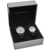 Buy Shop Emporio Armani Gianni T Bar Mother of Pearl Dial Black Leather Strap Watch For Women - AR90002 USA Online