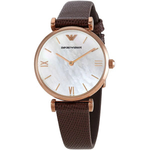 Buy Shop Emporio Armani Analog White Dial Brown Leather Strap Watch For Men - AR9042 USA Online