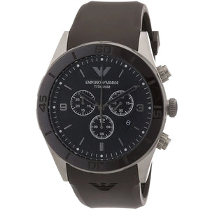 Buy Shop Emporio Armani Sportivo Chronograph Black Dial Brown Silicone Strap Watch for Men - AR9501 USA Online