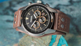 Fossil Coachman Chronograph Black Dial Brown Leather Strap Watch for Men - CH2891