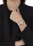 Buy Shop Emporio Armani Gianni T Bar Light Brown Dial White Leather Strap Watch For Women - AR1769 USA Online