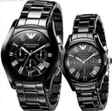 Emporio Armani Valente Chronograph Black Dial Black Ceramic Strap Watch For Men - AR1400