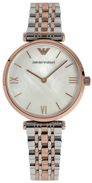 Buy Shop Emporio Armani T Bar Gianni Classic Mother Of Pearl Dial Two Tone Steel Strap Watch For Women - AR1683 USA Online