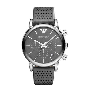 Buy Shop Emporio Armani Luigi Chronograph Quartz Grey Dial Grey Leather Strap Watch For Men - AR1735 USA Online